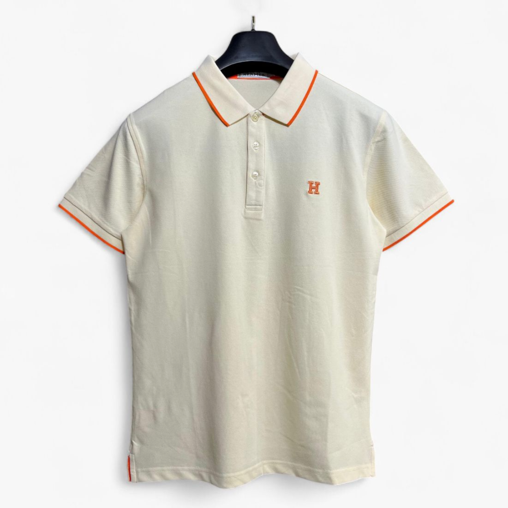 Cream Hermès H Logo White Polo T-shirt