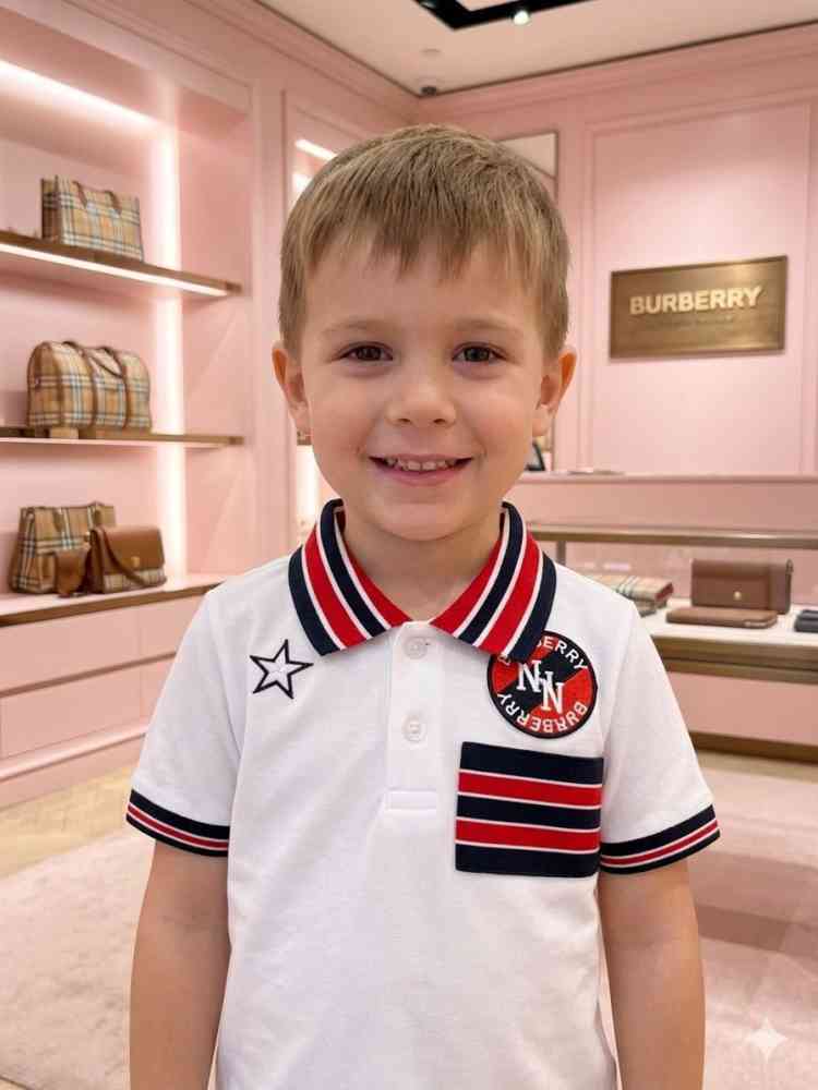 White Burberry Grey Premium Quality Kids T-shirt
