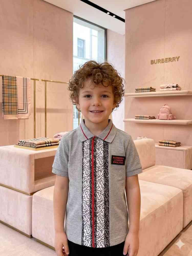 Burberry Grey Premium Quality Kids T-shirt-thumb-0