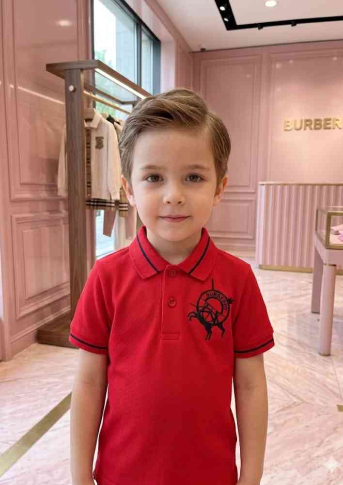 Red Burberry Grey Premium Quality Kids T-shirt