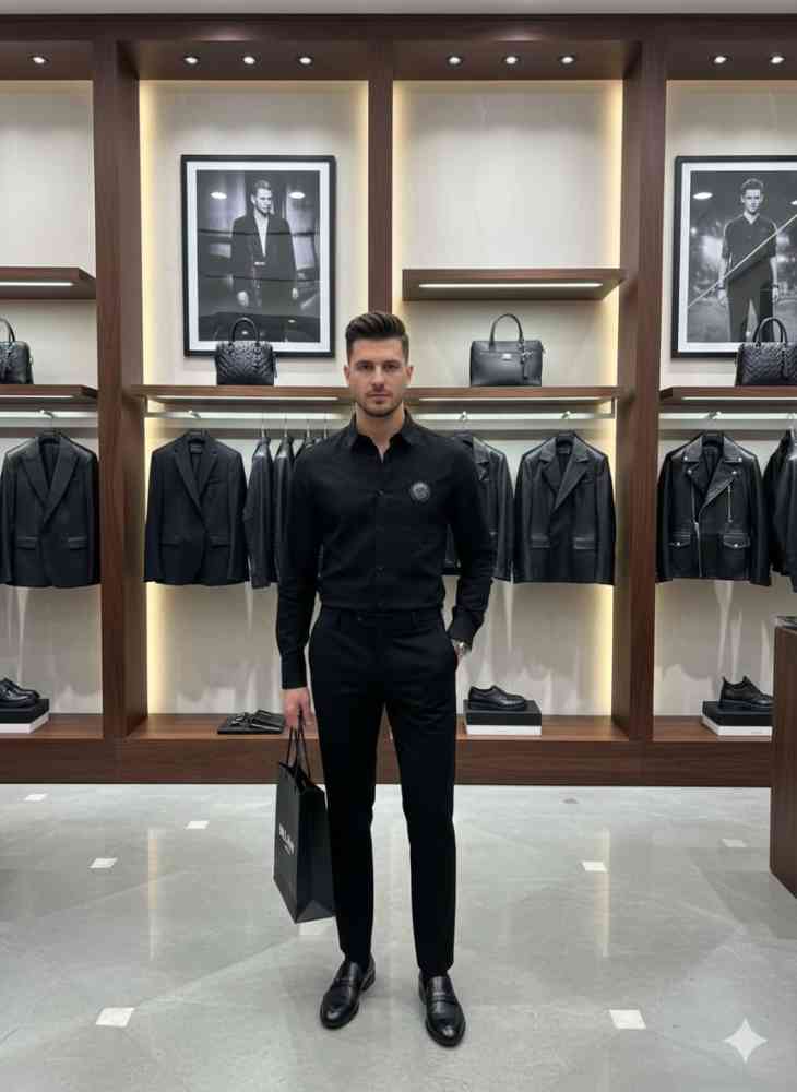 Balmain Embroidered Black Premium Cotton Shirt-thumb-3