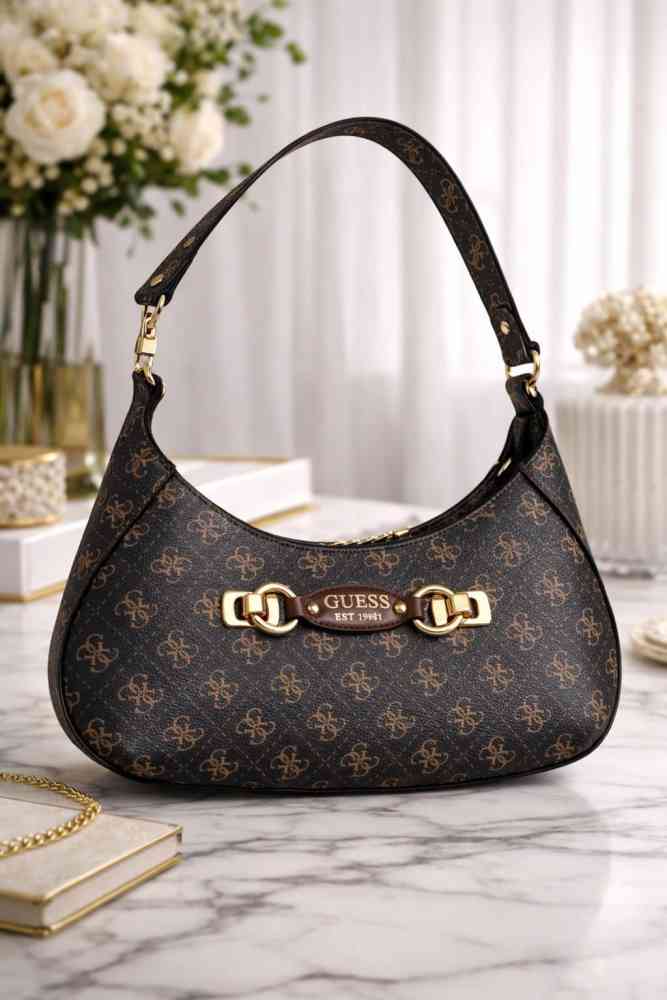 Dark Brown Guess Mimina Black HandBag