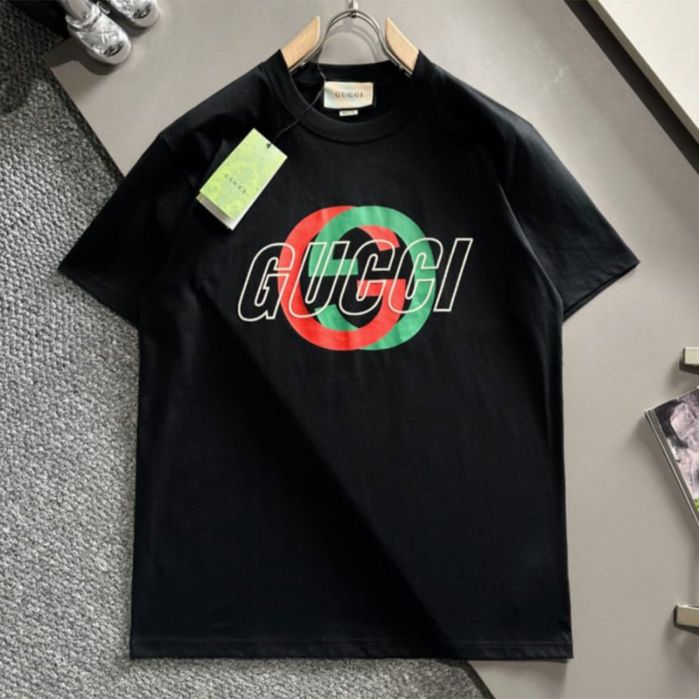 Black Gucci Interlocking G Graphic Cream T-Shirt