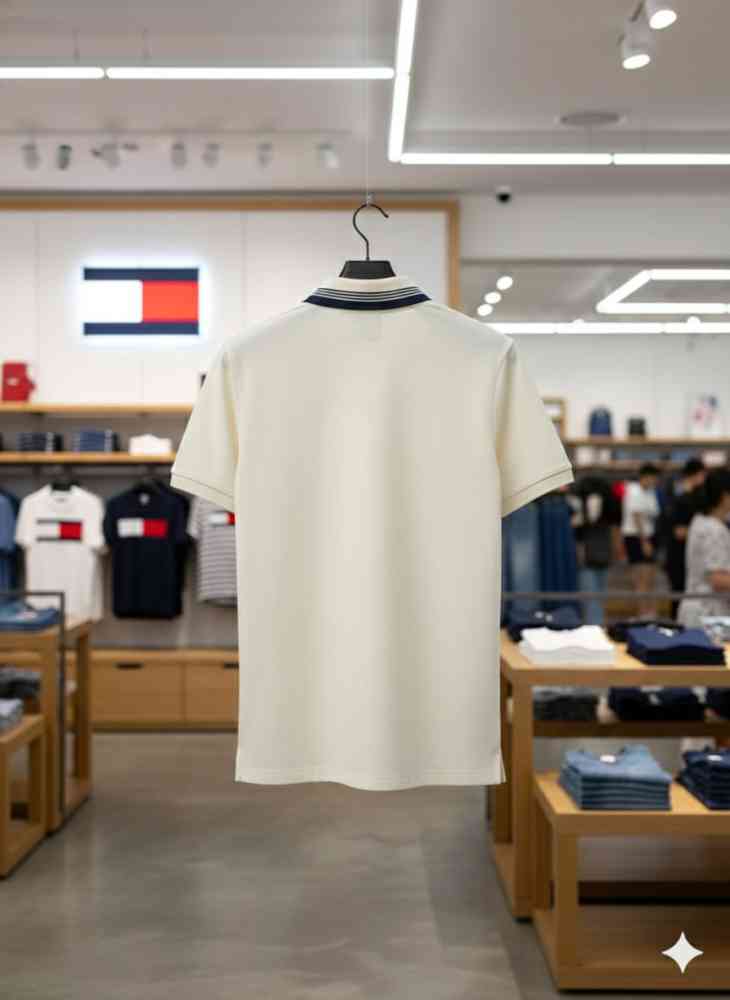 Tommy Hilfiger Cream Premium Quality Tees-thumb-3