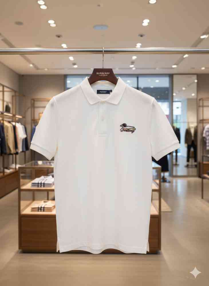 Burberry White Premium Exclusive Polo T-shirt-thumb-2