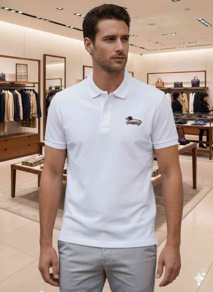 White Burberry Brown Premium Exclusive Polo T-shirt