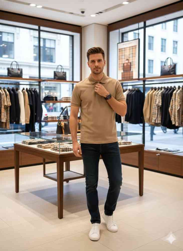 Burberry Brown Premium Exclusive Polo T-shirt-thumb-1