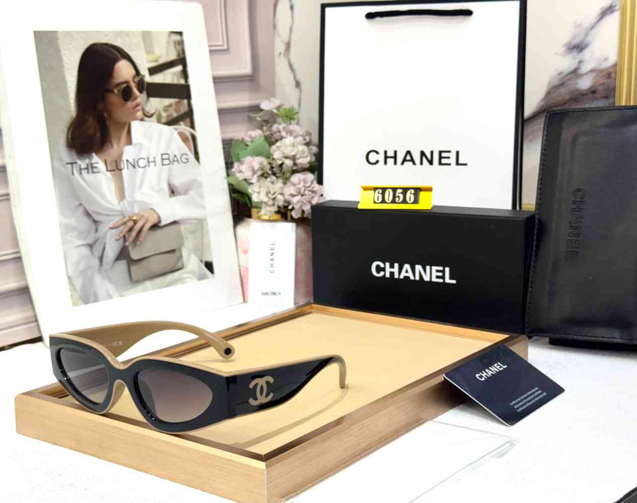 Black Chanel White Premium Women's Sunglasses