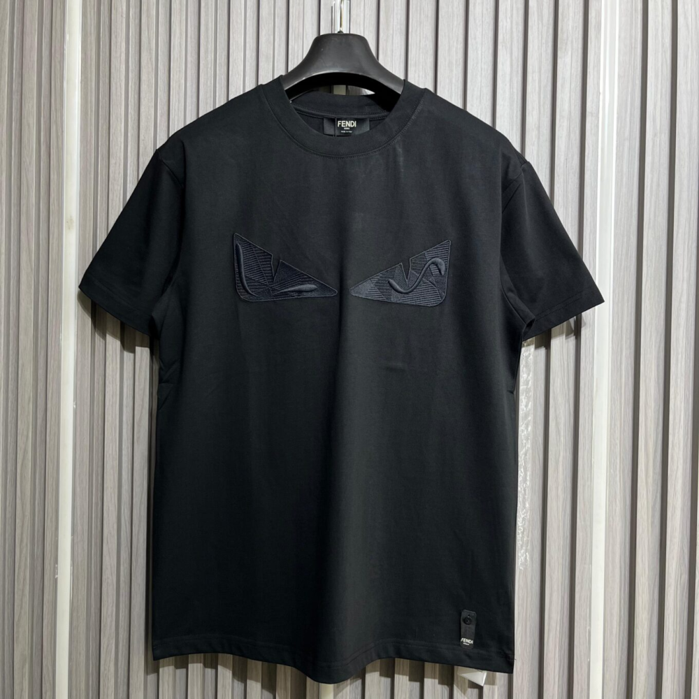 Fendi Bag Bugs Monster Eyes Black T-Shirt-thumb-0
