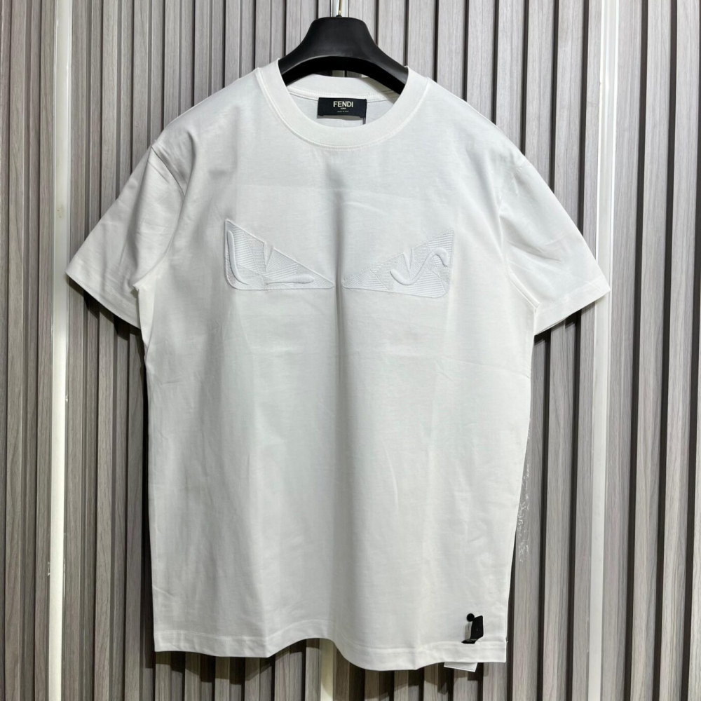 White Fendi Bag Bugs Monster Eyes Black T-Shirt