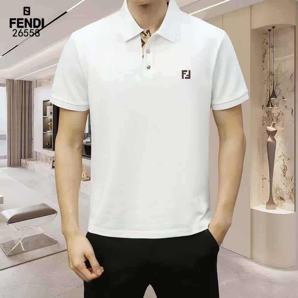 Fendi White Embroidery Logo Premium T-shirt-thumb-0