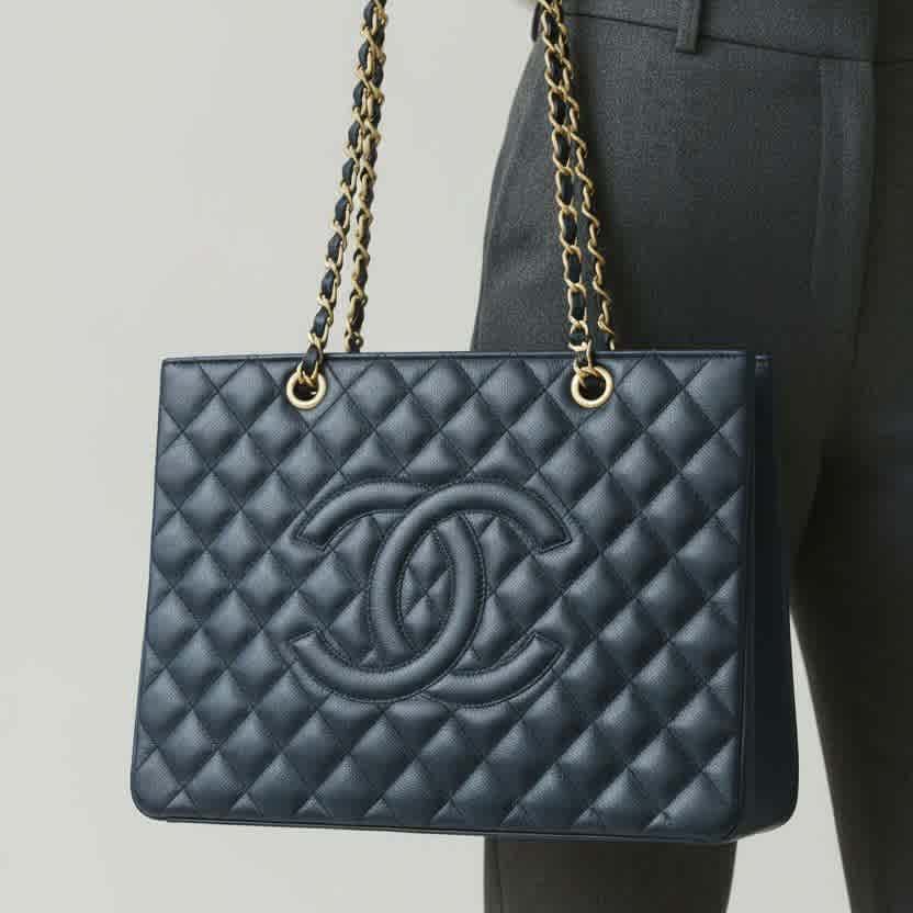Blue Chanel White Premium Tote Bag