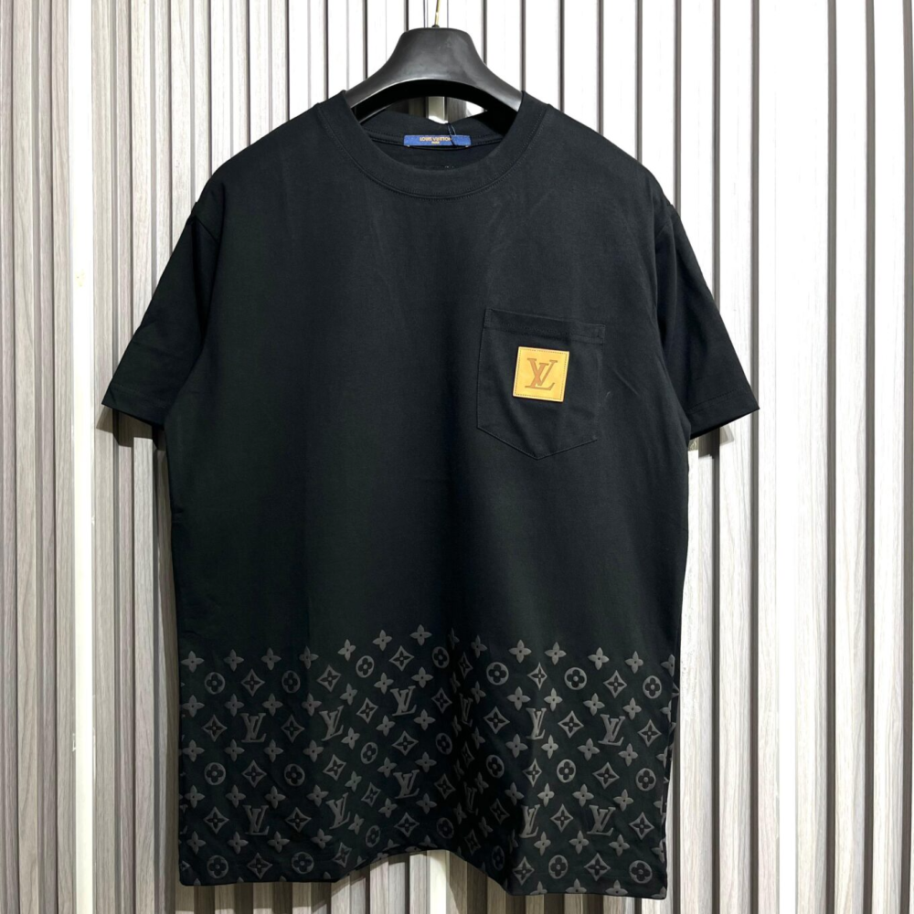 Black Louis Vuitton White Embroidered Monogram T-Shirt