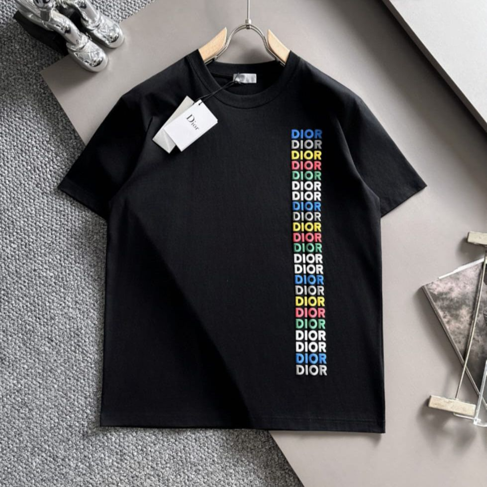 Black Dior Printed Relaxed-Fit White Cotton T-Shirt