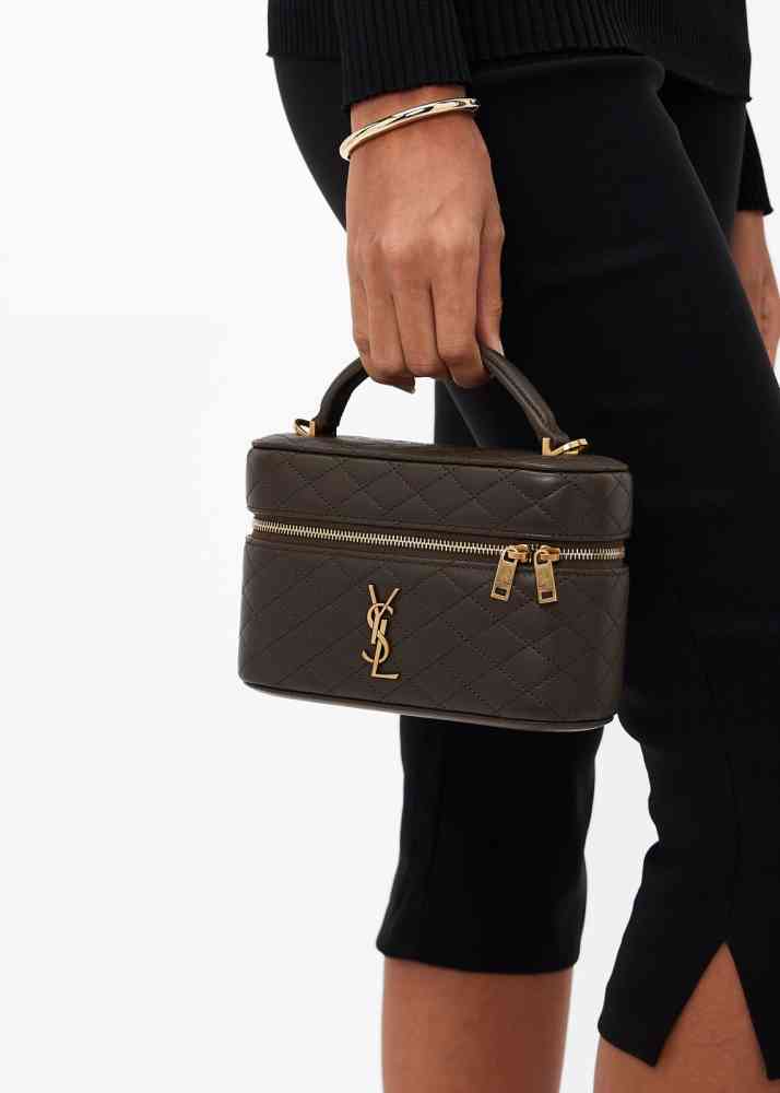 Brown Saint Laurent Gaby Vanity White Small HandBag