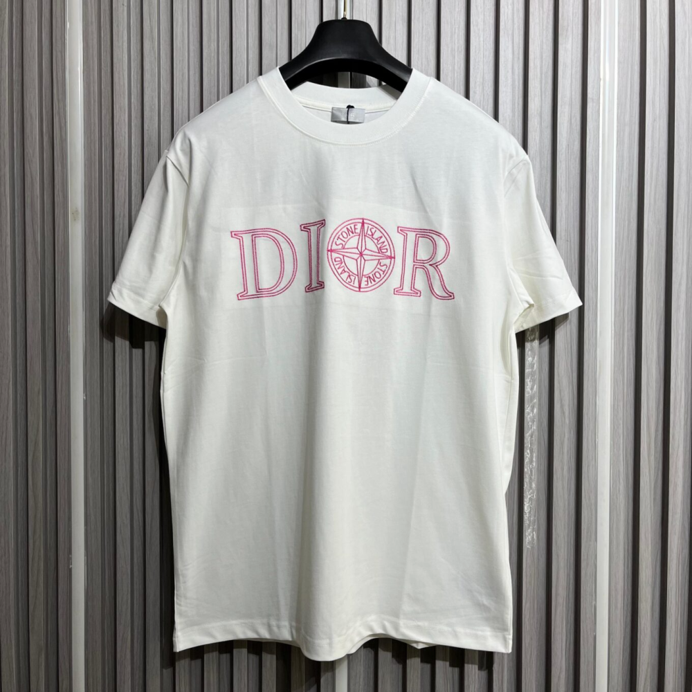 Dior x Stone Island Oversized Fit White Cotton T-Shirt-thumb-0