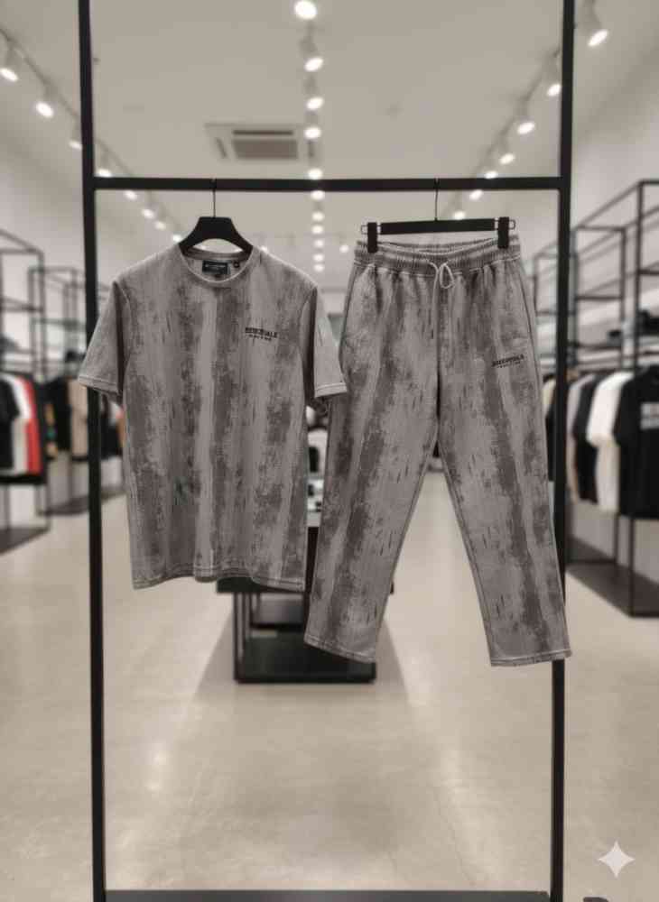 Essential Grey Premium T-shirt & Trackpant Combo-thumb-1