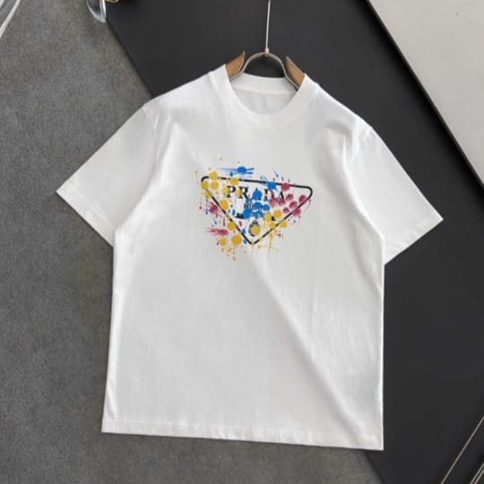 White Prada Graffiti-Print Black Cotton T-Shirt