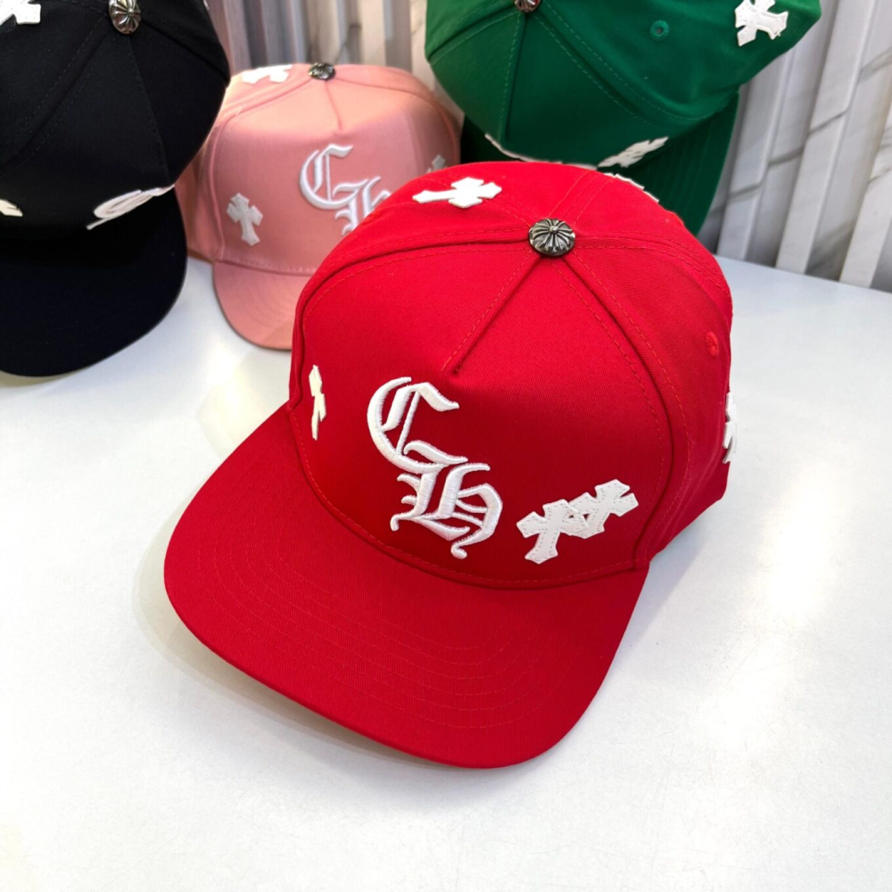 Red Chrome Hearts Cross Patch Green Baseball Cap