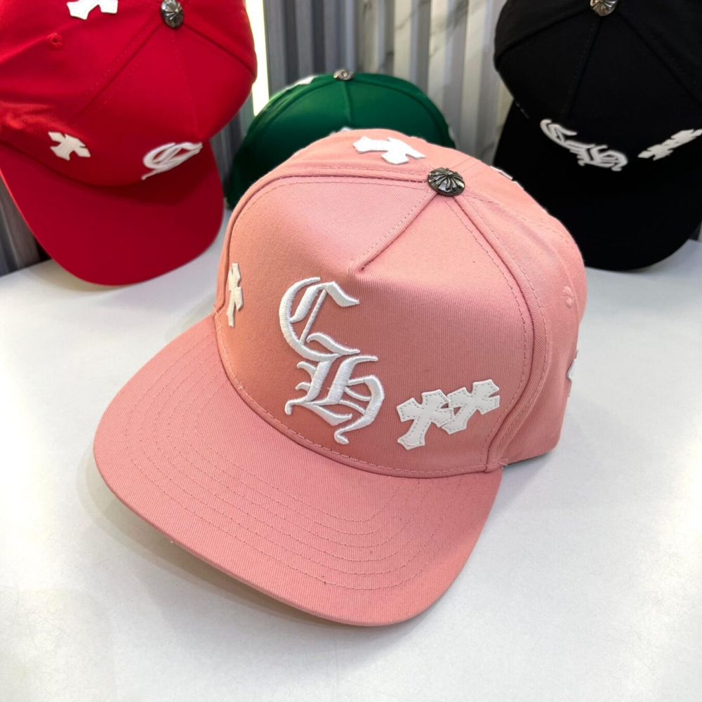 Pink Chrome Hearts Cross Patch Green Baseball Cap