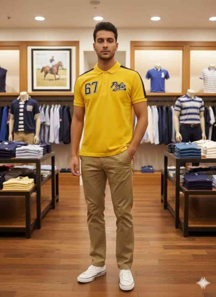 Yellow Ralph Lauren Red Premium Collar T-shirt