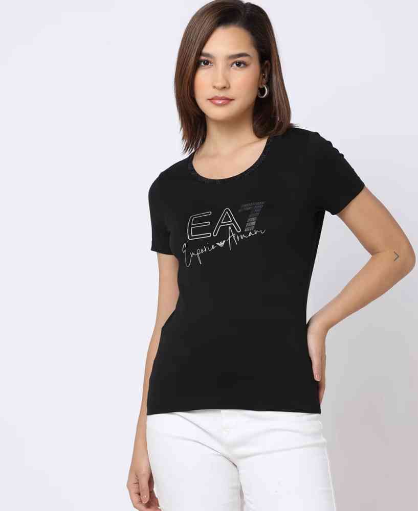 Black Emporio Armani Brown Premium Quality Women T-shirt