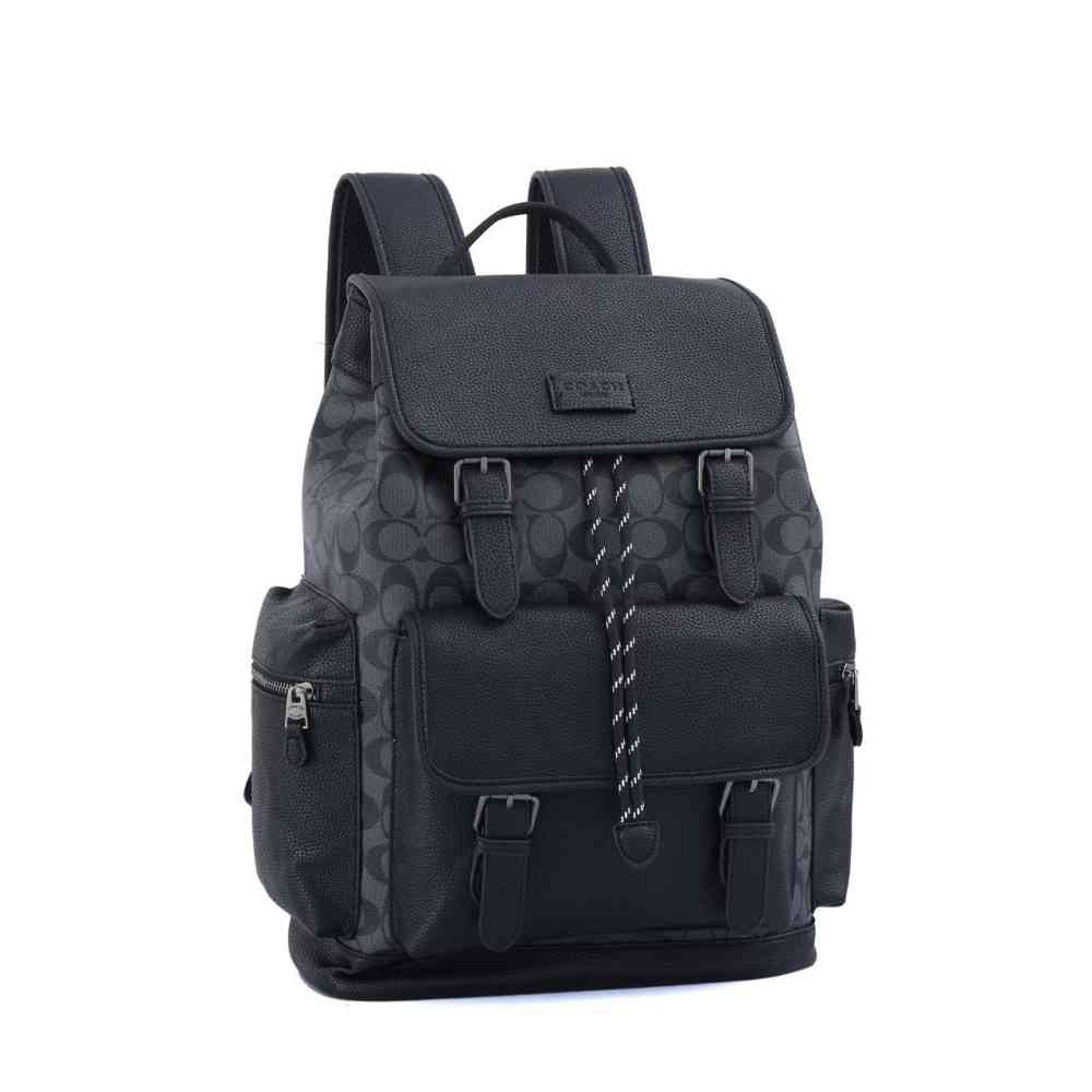 Coach Rivingtone Black Leather Backpack-thumb-0