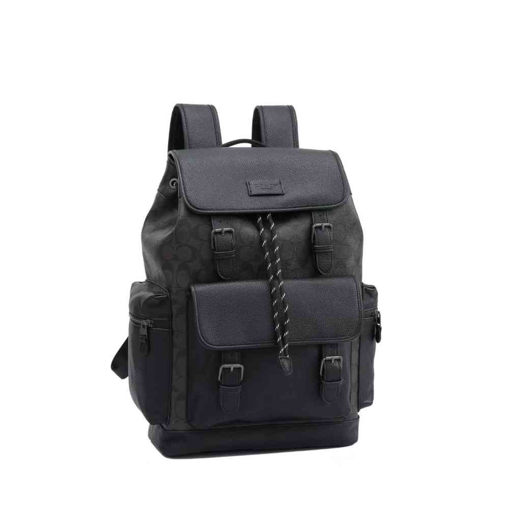 Dark Brown Coach Rivingtone Black Leather Backpack