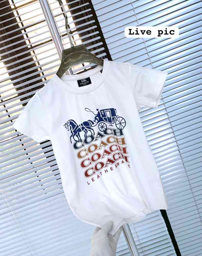 Coach White Premium Quality Women T-shirt-1