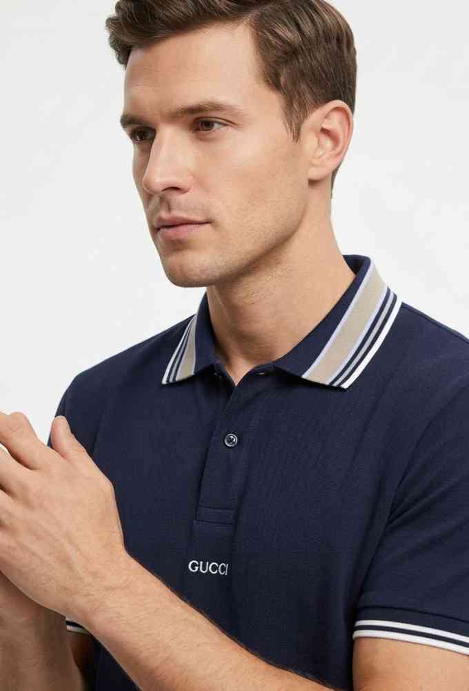 Blue Gucci White Premium Quality Polo T-shirt