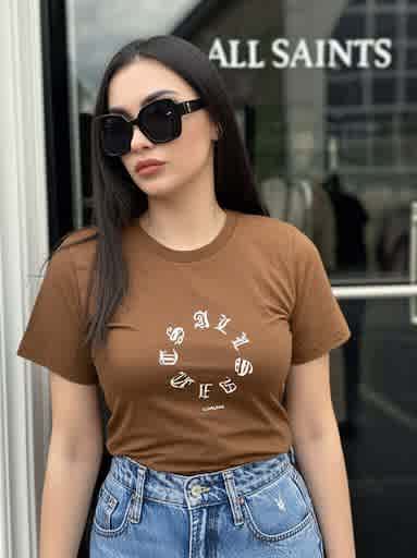 Brown All Saint Black Premium Quality Women T-shirt