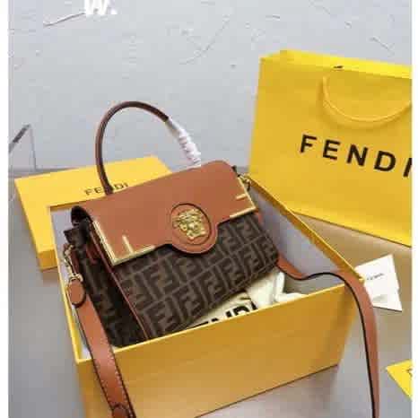 Brown Fendi X Versace La Medusa Black Handbag