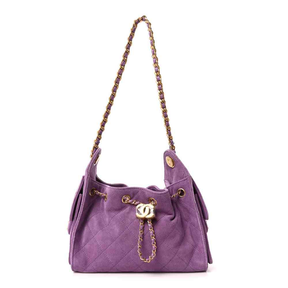 Purple Chanel Maxi Black Iconic Shoulder Bag