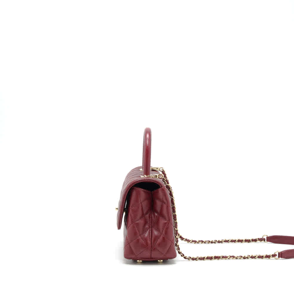 Chanel Coco Classic Wine Top Handle Suede Sling Bag-3