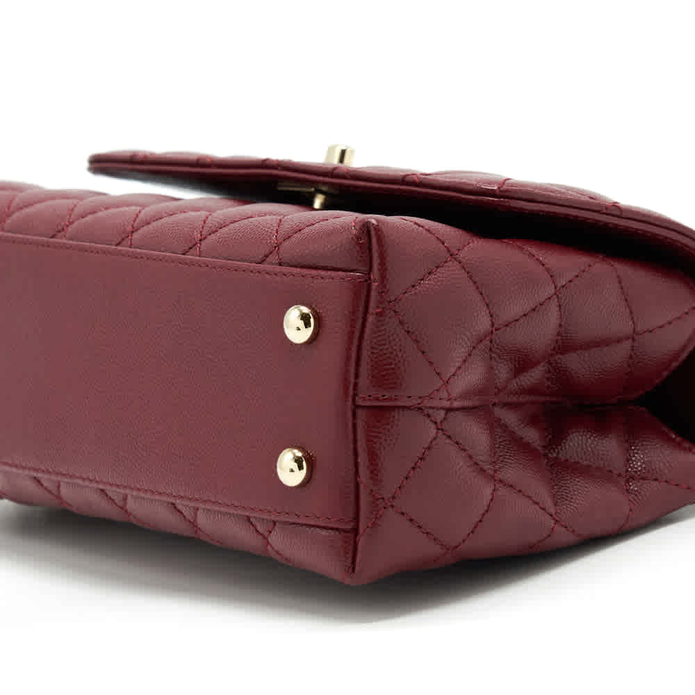 Chanel Coco Classic Wine Top Handle Suede Sling Bag-5