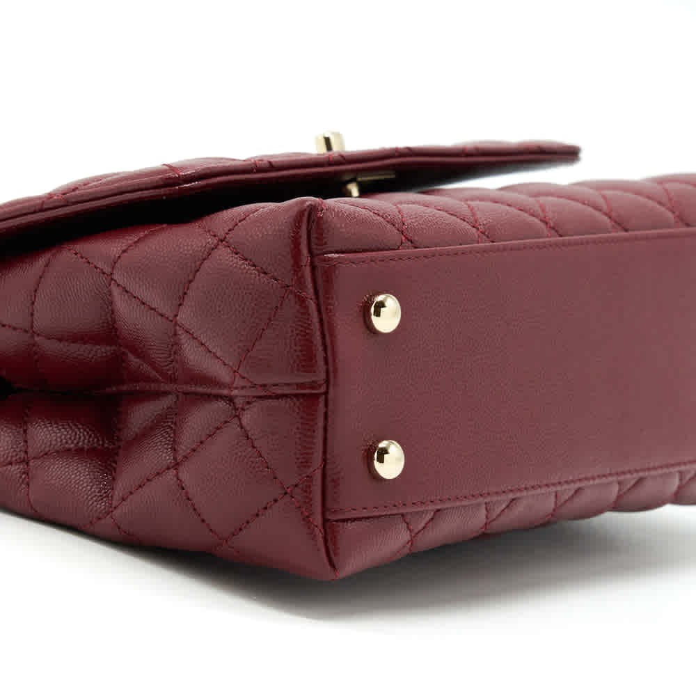 Chanel Coco Classic Wine Top Handle Suede Sling Bag-4