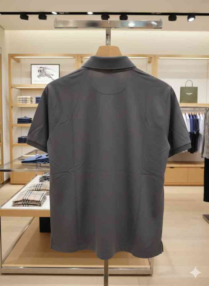 Burberry Grey Premium Exclusive Polo T-shirt-thumb-3