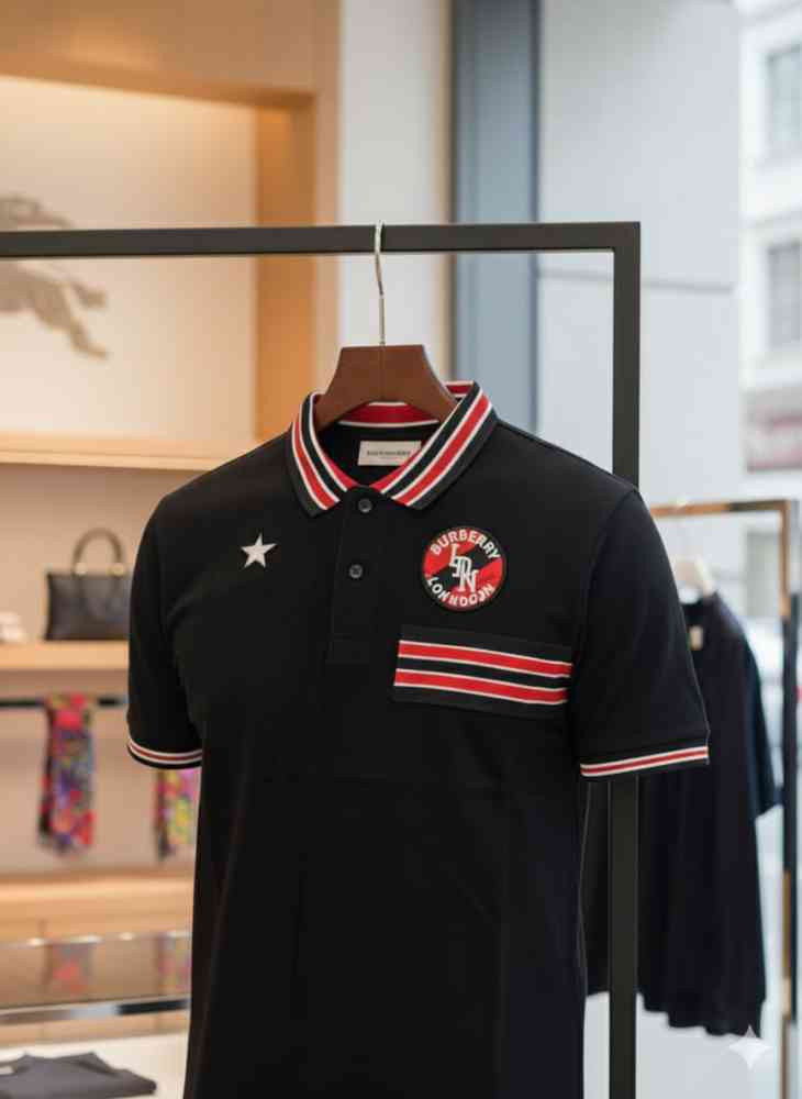 Burberry Black Premium Exclusive Polo T-shirt-thumb-2
