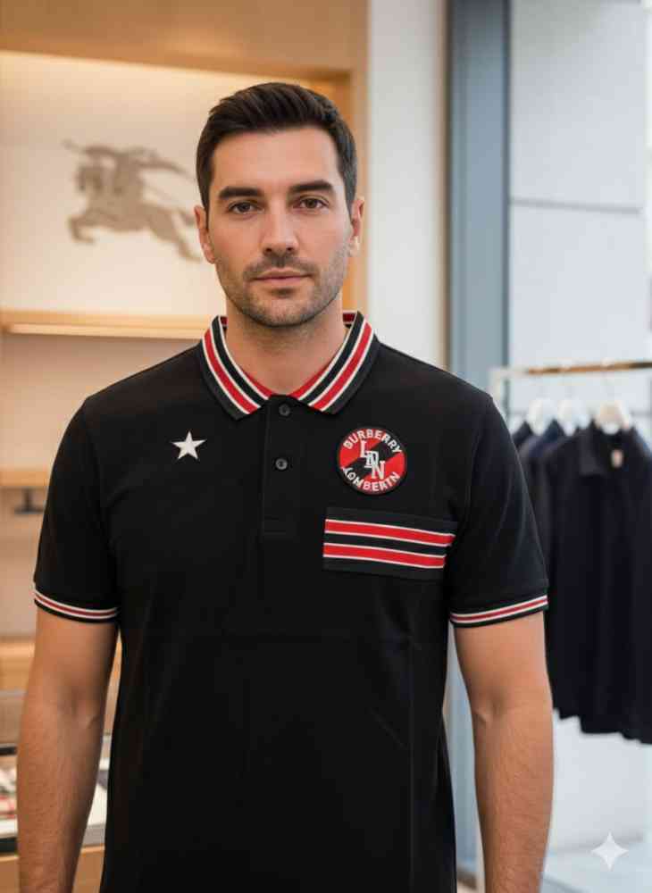 Burberry Black Premium Exclusive Polo T-shirt-thumb-1