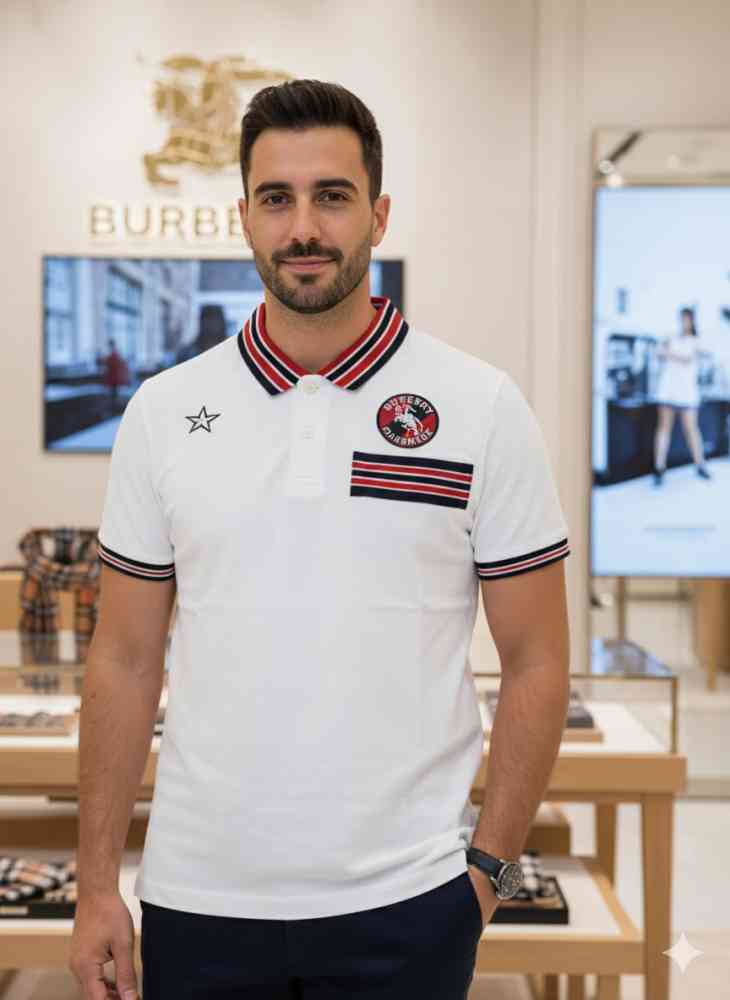 Burberry White Premium Exclusive Polo T-shirt-thumb-1