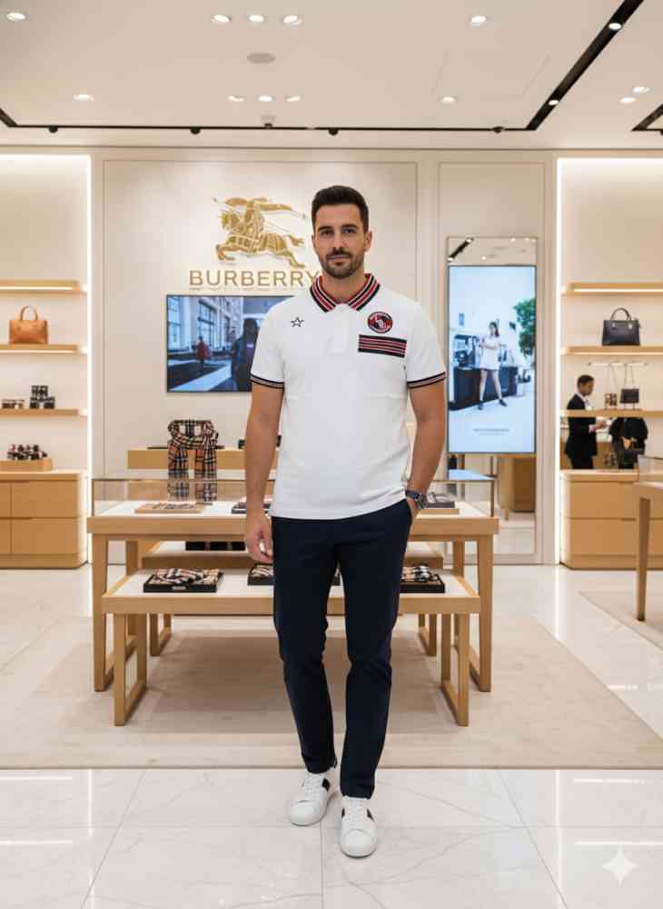Burberry White Premium Exclusive Polo T-shirt-thumb-0