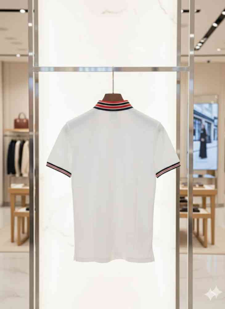 Burberry White Premium Exclusive Polo T-shirt-thumb-3