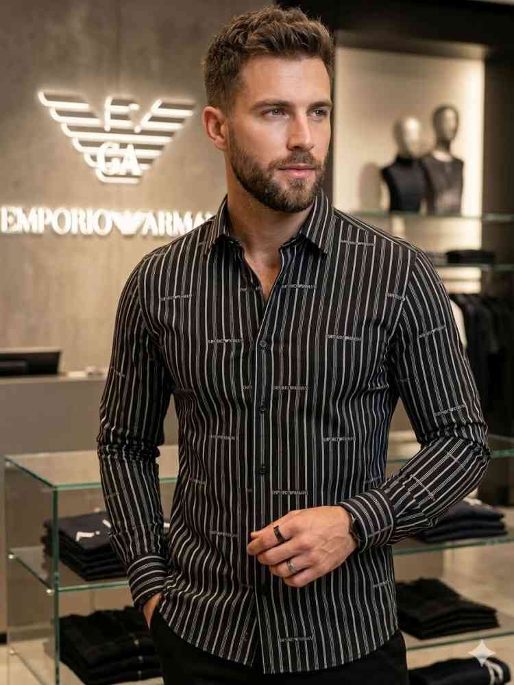 Emporio Armani Black Premium Quality Shirt-thumb-0
