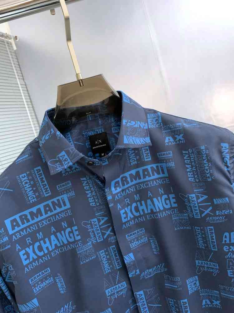 Armani Exchange Blue Premium Quality Cotton Shirt-thumb-2