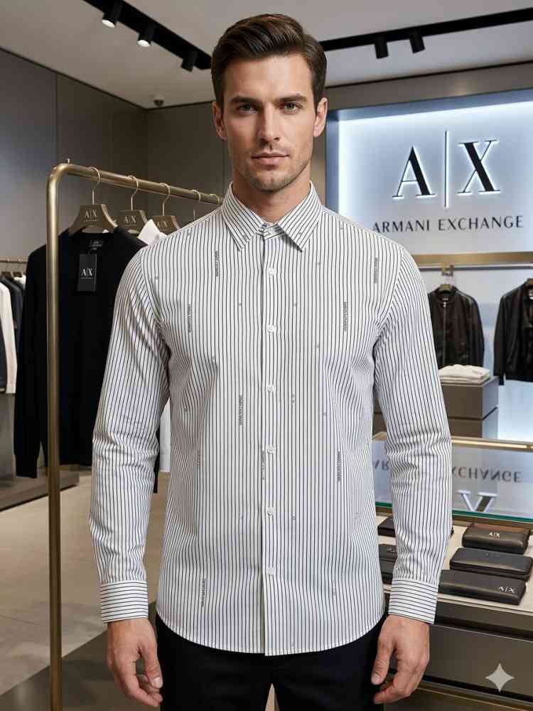 Armani Exchange White Premium Quality Cotton Shirt-thumb-0