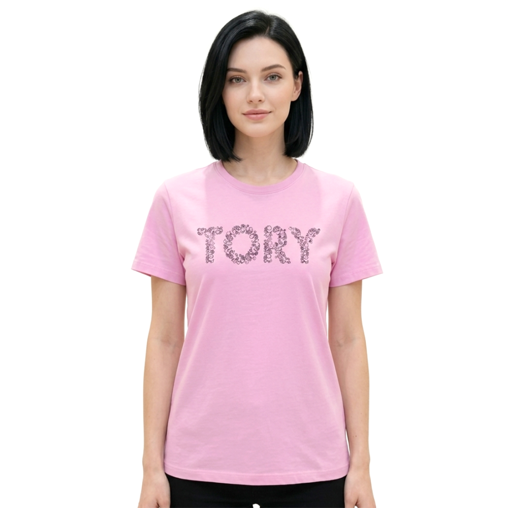 Tory Burch Pink Premium Quality Women T-shirt-thumb-0