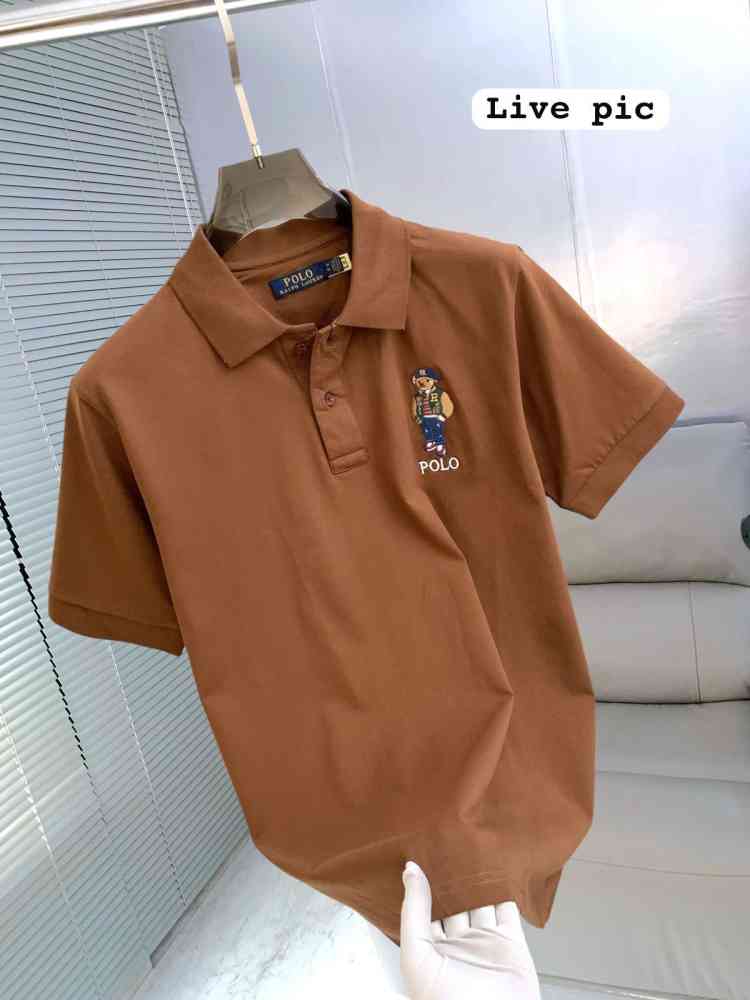 Ralph Lauren Brown Premium Collar T-shirt-thumb-1