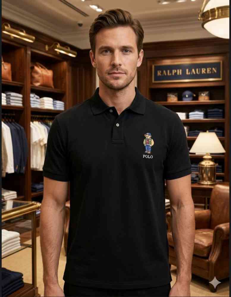 Black Ralph Lauren Yellow Premium Collar T-shirt