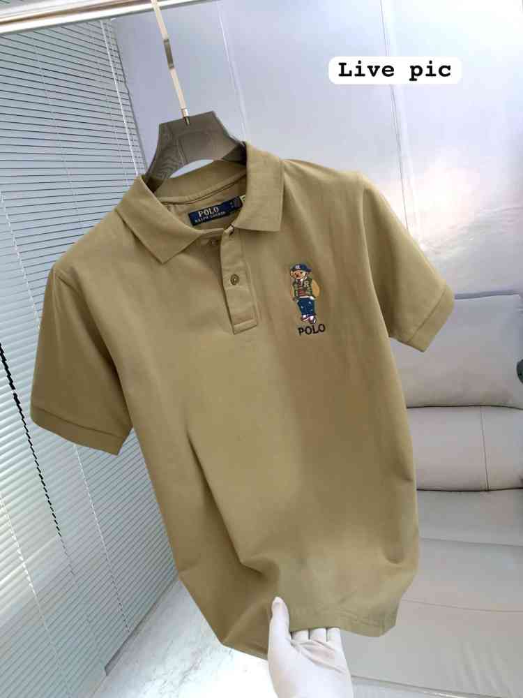 Ralph Lauren Beige Premium Collar T-shirt-thumb-1