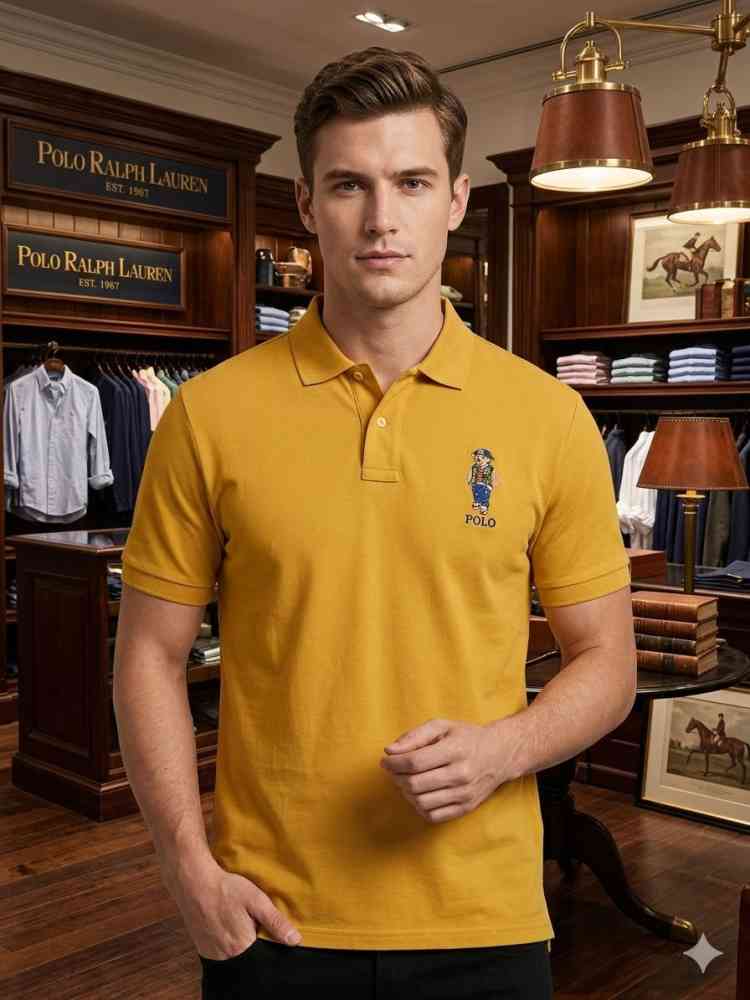 Yellow Ralph Lauren Green Premium Collar T-shirt